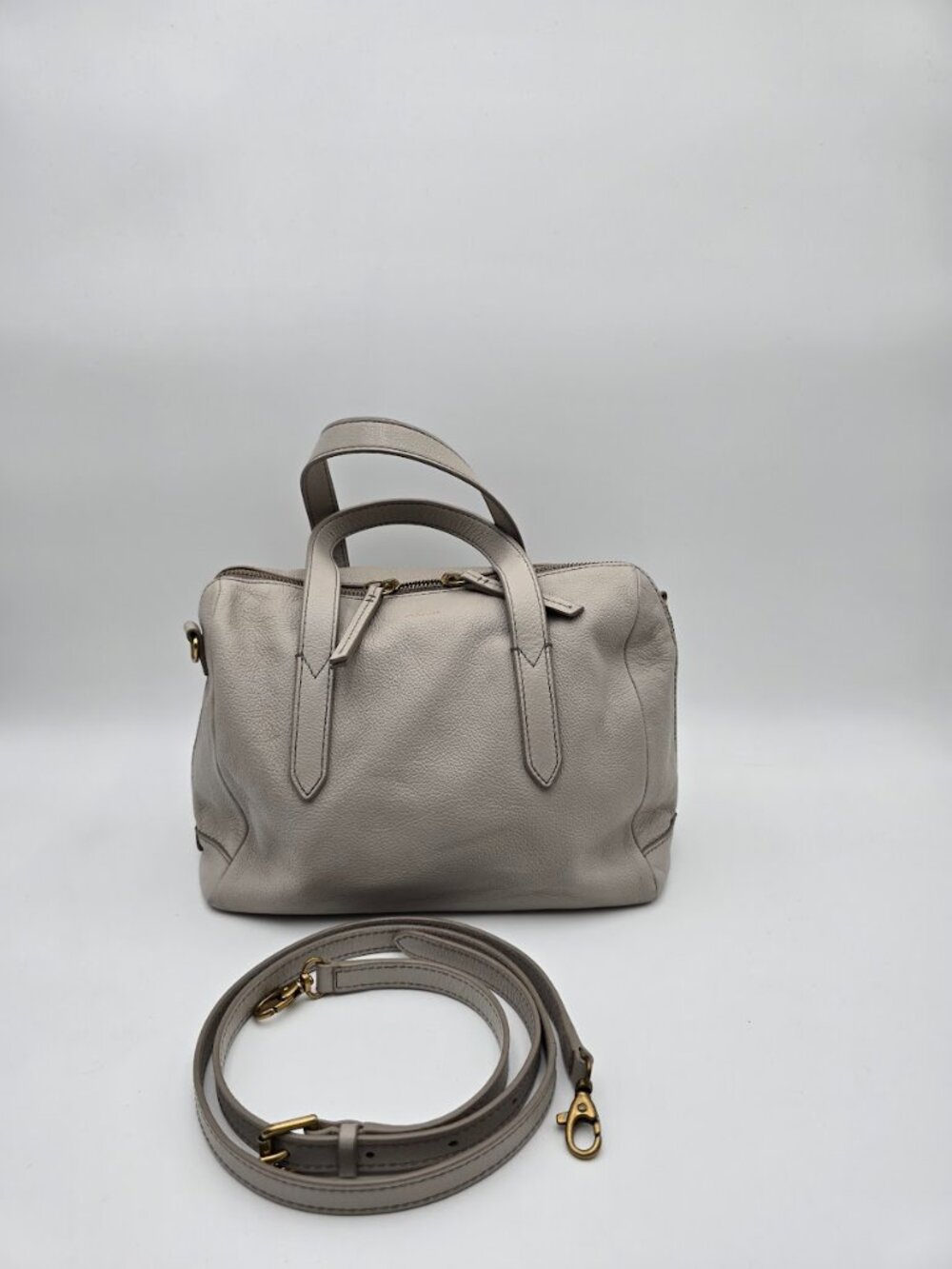 Fossil Sydney Leather Satchel in Mineral Grey